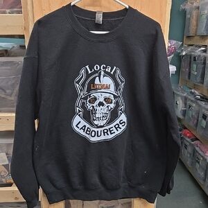 Gildan Size L Black Liuna Local Labourers Union Crew Neck Sweatshirt